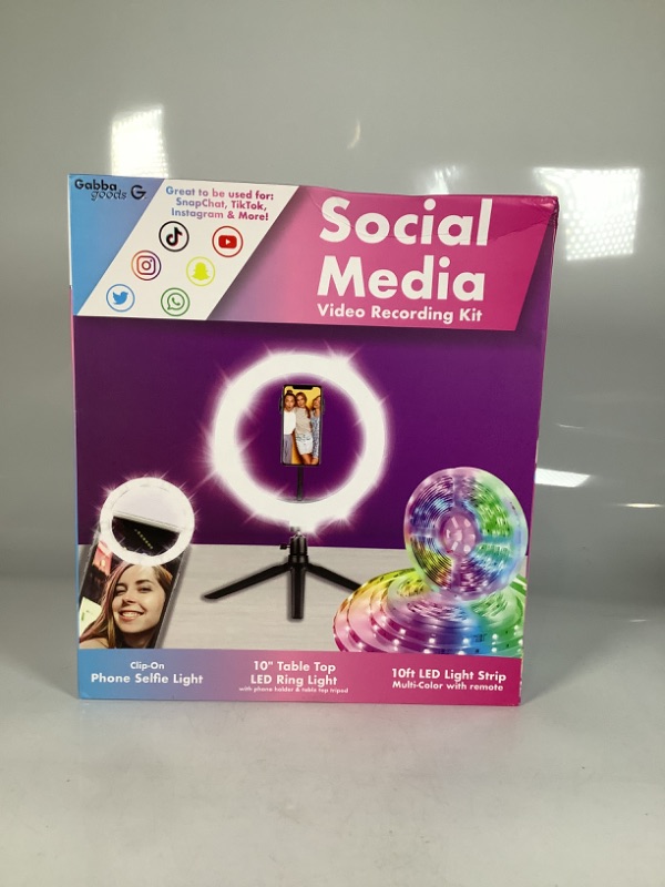 Photo 1 of SOCIAL MEDIA VIDEO RECORDING KIT CLIP ON PHONE SELFIE LIGHT 10' TABLE TOP LED RING LIGHT, WITH 10 FT LED LIGHT STRIP MULTI COLOR WITH REMOTE NEW