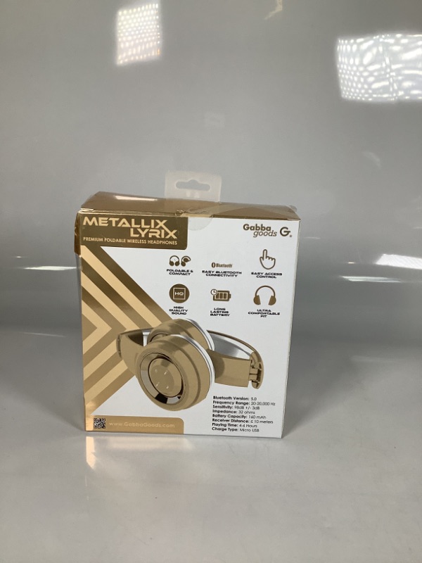 Photo 2 of METALLIX LYRIX PREMIUM FOLDABLE WIRELESS HEADPHONES, BLUETOOTH COLOR TAN NEW