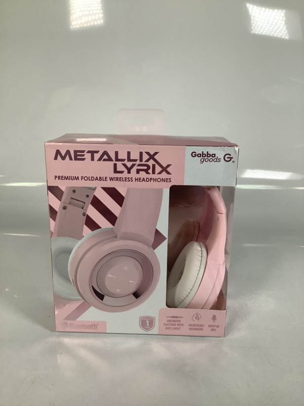 Photo 1 of METALLIX LYRIX PREMIUM FOLDABLE WIRELESS HEADPHONES BLUETOOTH COLOR PINK WHITE NEW 