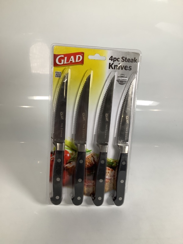 Photo 1 of 4 PIECE STEAK KNIVES WITH PAKKAWOOD HANDLES NEW