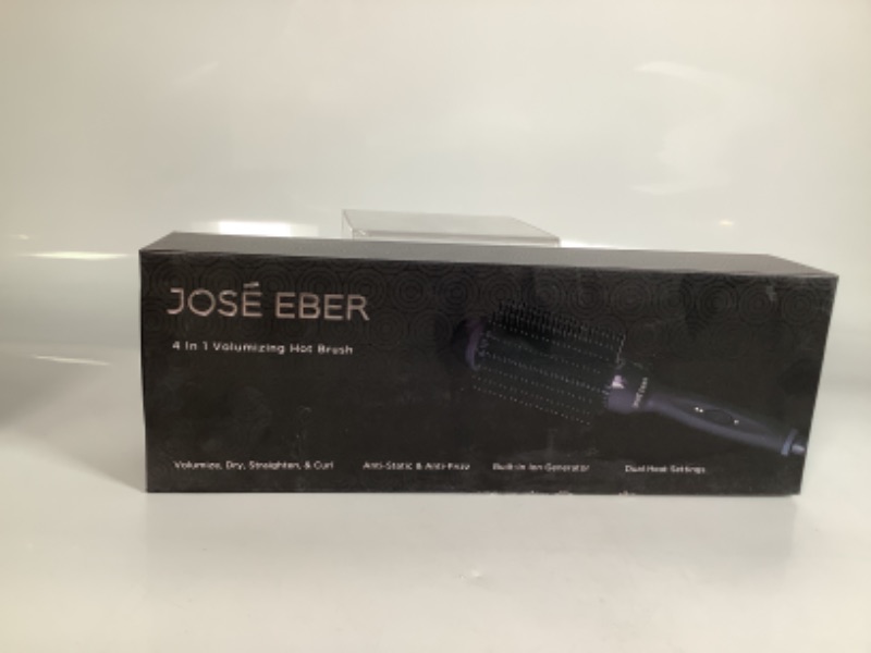 Photo 1 of JOSE EBER 4 IN 1 VOLUMIZING HOT BRUSH VOLUMIZE, DRY STRAIGHTEN AND CURL ANTI STATIC AND ANTI FRIZZ BUILT IN ION GENERATOR DUAL HEAT SETTINGS NEW 