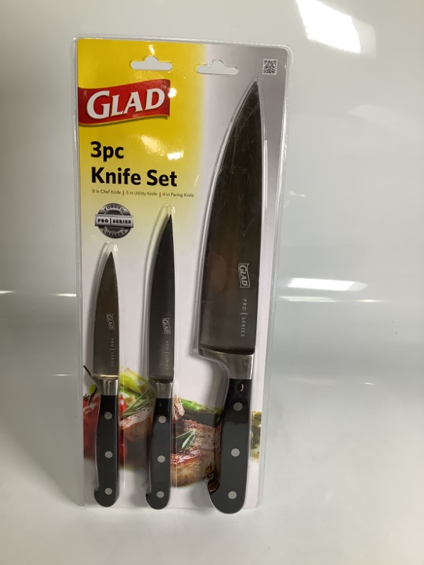 Photo 1 of 3 PIECE KNIFE SET 8 INCH CHEF KNIFE 5 INCH ULTILITY KNIFE 4 INCH PARKING KNIFE NEW