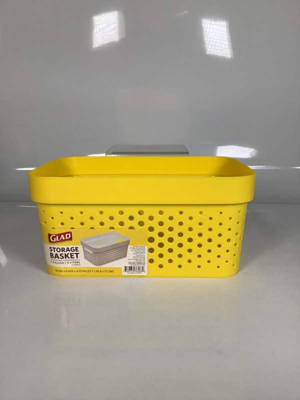 Photo 1 of STORAGE BASKET 1 GALLON 4 LITTERS COLOR YELLOW 10.125 X 6.625 X 4.75 INCHES NEW