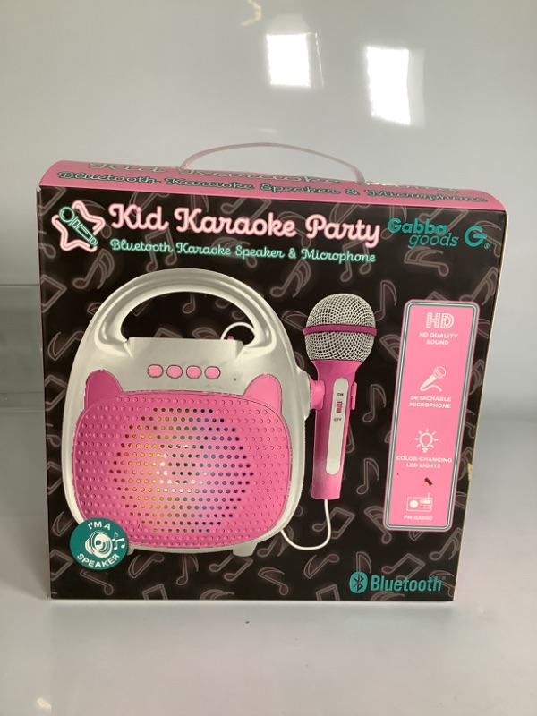 Photo 1 of KIDS KARAOKE PARTY BLUETOOTH AND SPEAKER MICROPHONE COLOR CHANING LED LIGHTS COLOR PINK NEW