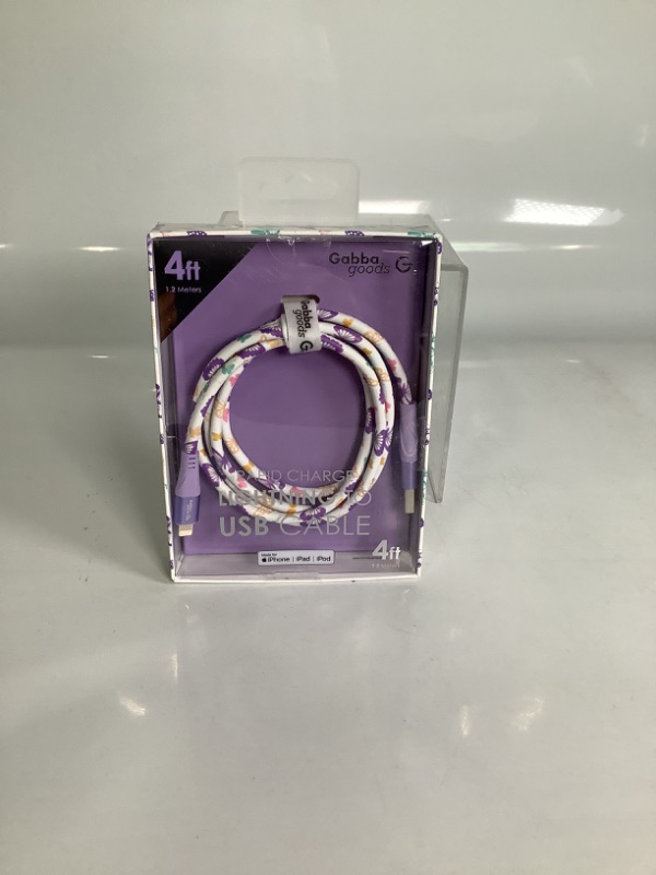 Photo 1 of RAPID CHARGER LIGHTING TO USB CABLE 4 FT COLOR PURPLE WITH BUTTERFLIES FOR IPHONE NEW