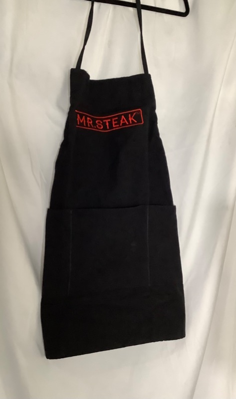 Photo 1 of MR STEAK BBQ APRON BLACK 3 FRONT POCKETS 100% COTTON ONE NEW