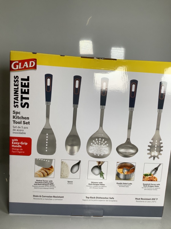 Photo 3 of STAINLESS STEEL SET OF 5 PIECE KITCHEN TOOL SET WITH EASY GRIP HANDLE NEW