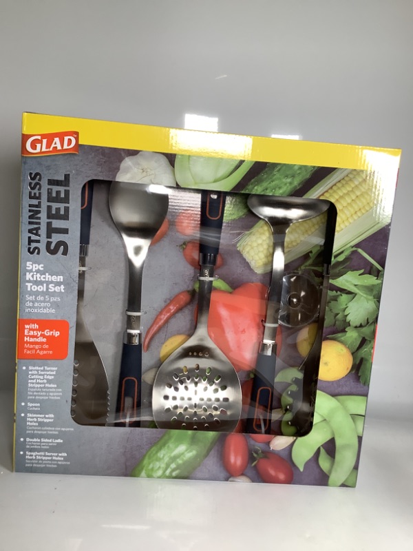 Photo 2 of STAINLESS STEEL SET OF 5 PIECE KITCHEN TOOL SET WITH EASY GRIP HANDLE NEW