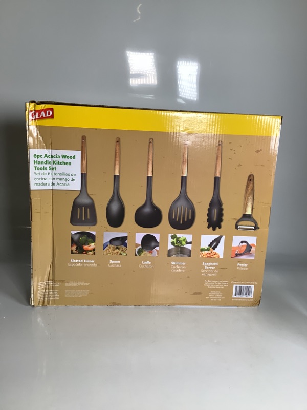 Photo 5 of 6 PIECE ACACIA WOOD HANDLE KITCHEN TOOL SET NEW