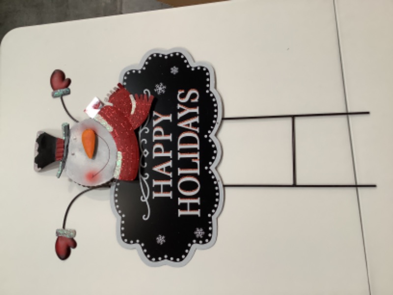 Photo 1 of HAPPY HOLIDAY SNOWMAN YARD SIGN CHRISTMAS DECOR 22 L X 1W X 34H INCHES NEW 