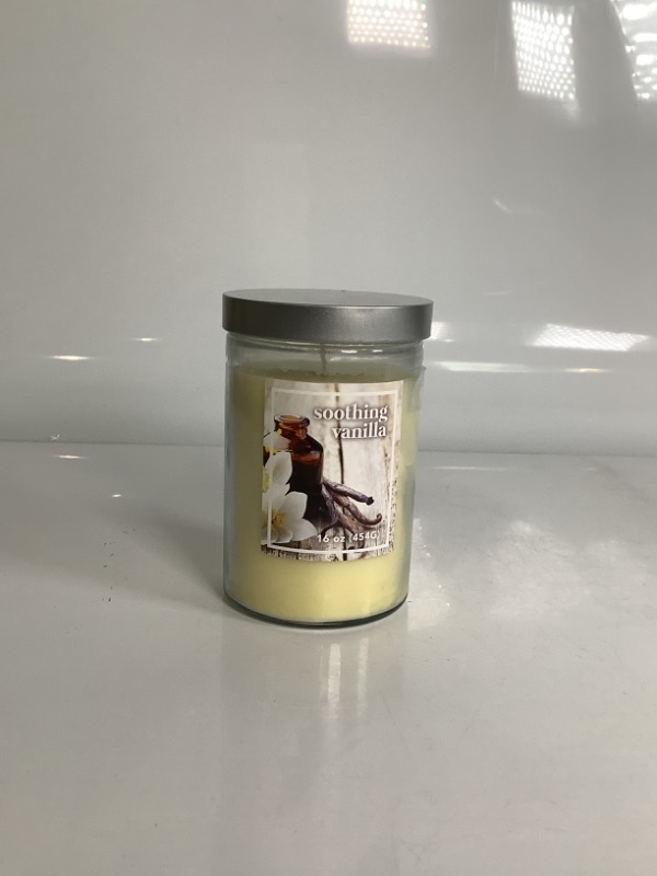 Photo 1 of JAR CANDLE SOOTHING VANILLA 16 OZ NEW