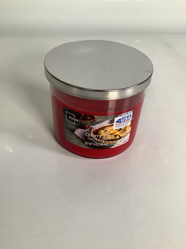 Photo 1 of JAR CANDLE MAINSTAYS 3 WICK CHERRY PIE 14 OZ NEW 