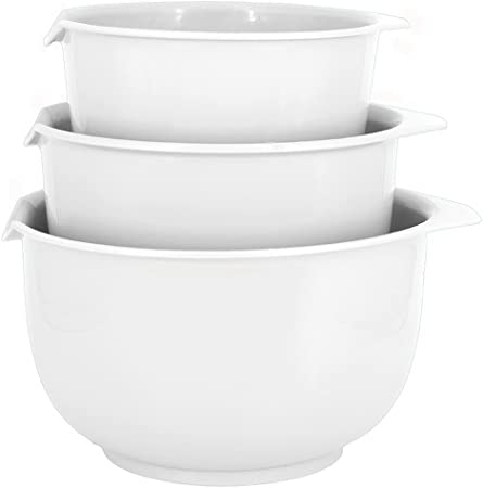 Photo 2 of MIXING BOWLS 3 PIECE SET COLOR WHITE WITH EASY POUR SPOUT AND NON SLIP BASE NEW