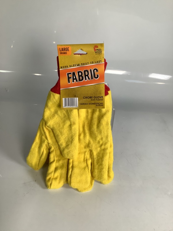 Photo 2 of WORK GLOVES BUILT TO LAST FABRIC SIZE LARGE COLOR YELLOW AND RED NEW 