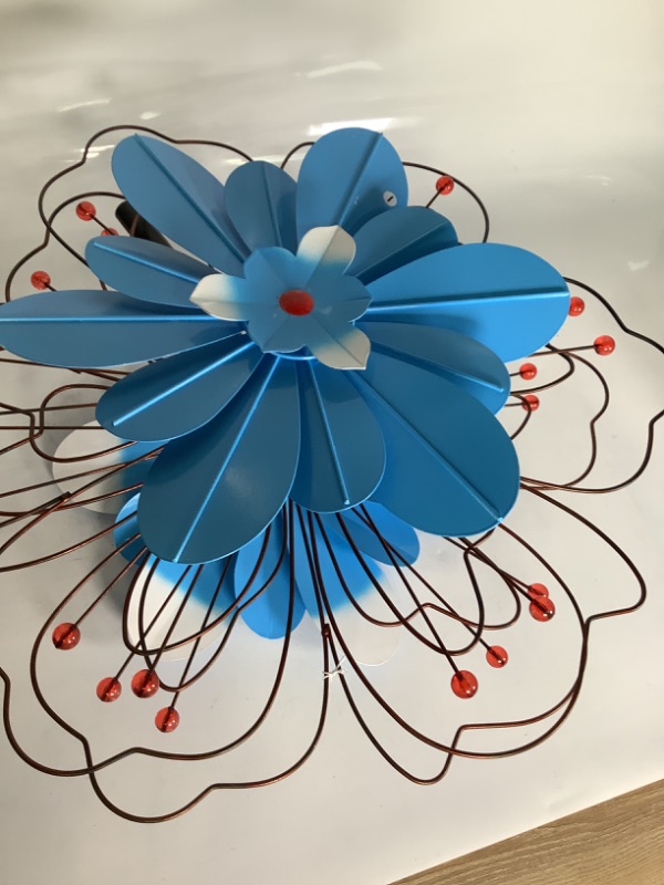 Photo 2 of 75' WIND SPINNER, BLUE FLORAL WITH WIRE DETAILING NEW