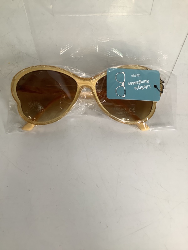 Photo 1 of LIFESTYLE SUNGLASSES UV400 COLOR LIGHT YELLOW WITH GOLD GLITTER NEW