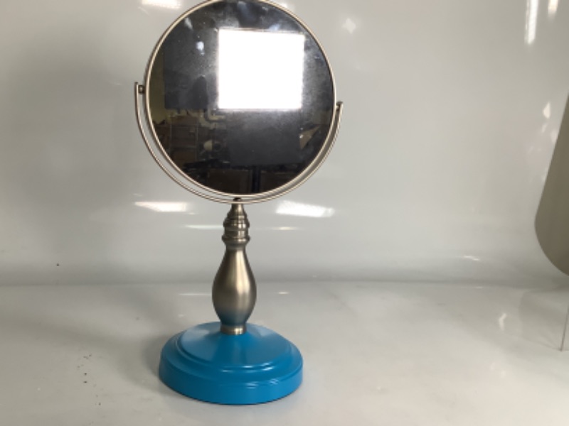 Photo 2 of ANNABELLA 2 SIDED MAGNIFYING MIRROR 1 X 5 X SEA BLUE BASE CHICHI PEDESTAL NEW