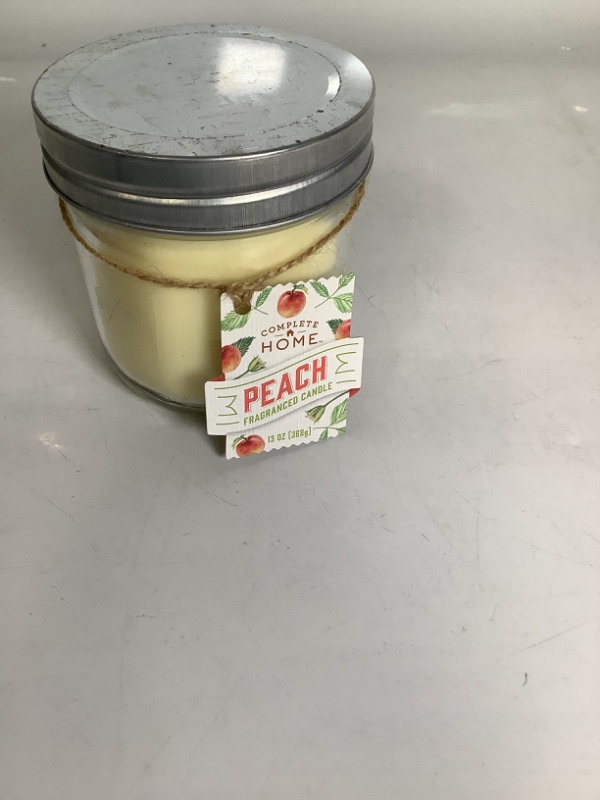 Photo 1 of JAR CANDLE COMPLETE HOME MASON JAR PEACH 2 WICK 13 OZ NEW