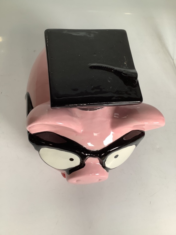 Photo 2 of PIGGY GRADUATION BANK WITH GLASSES AND RED BOW NEW 
