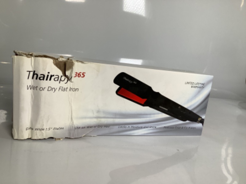 Photo 1 of THAIRAPY 365 WET OR DRY FLAT IRON EXTRA WIDE 1.5 PLATES LOCKS IN MOISTURE AND SHINE COLOR RED AND BLACK NEW