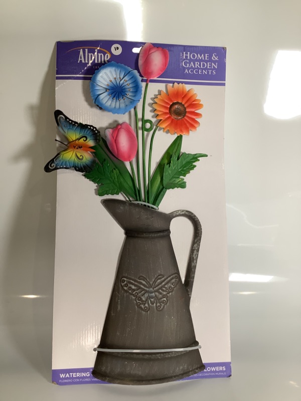 Photo 1 of ALPINE CORPORATION WATERING CAN VASE  DURABLE METAL CONSTRUCTION, WITH COLORFUL PAINTED FINISH NEW