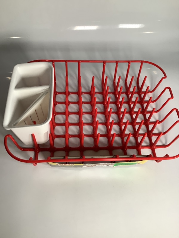 Photo 1 of 3 PIECE SINK SET FLATWARE ORGANIZER WITH DRAINBOARD 18 INCHES X 14 INCHES X 5 INCHES COLOR RED NEW 