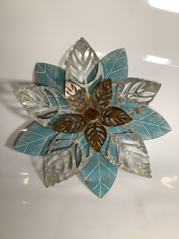 Photo 1 of METAL LAYERED FLOWER WALL DECOR COLOR BLUE NEW