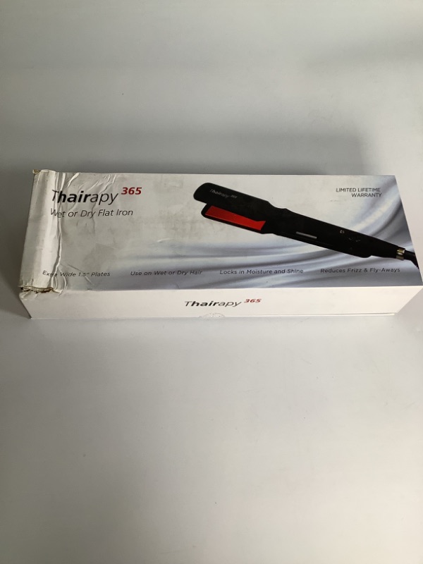 Photo 1 of THAIRAPY 365 WET OR DRY FLAT IRON LIMITED LIFETIME WARRANTY EXTRA WIDE 1.5 PLATES USE ON WET OR DRY HAIR COLOR BLACK AND RED NEW