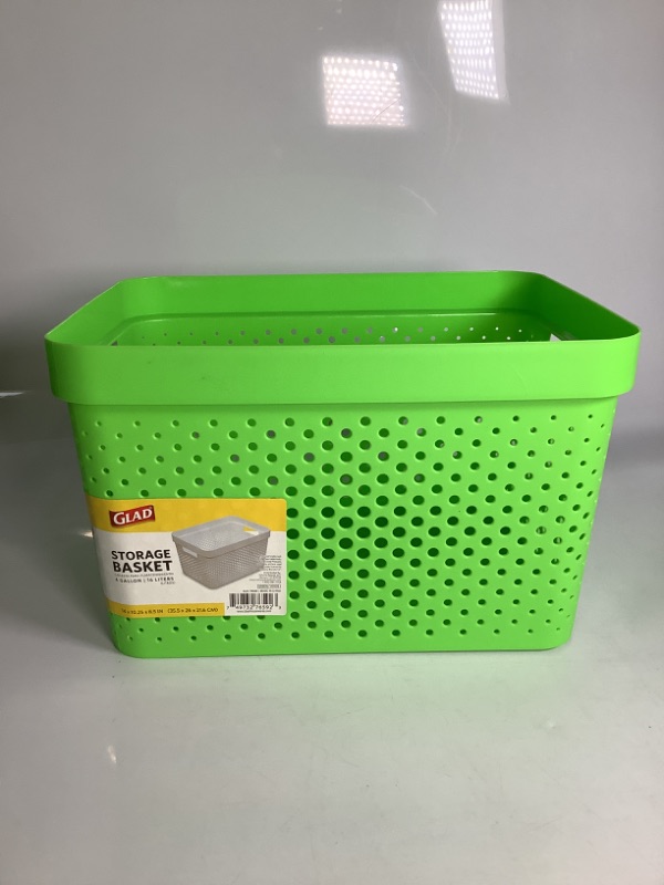 Photo 2 of STORAGE BASKET 4 GALLON 16 LITTERS COLOR GREEN 14 X 10.25 X 8.5 INCHES NEW