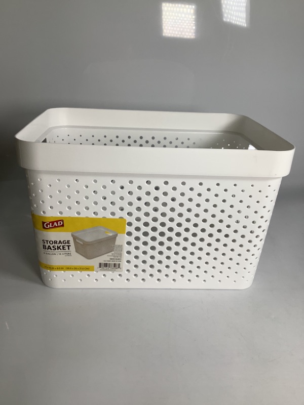Photo 1 of STORAGE BASKET 4 GALLON 16 LITTERS COLOR WHITE 14 X 10.25 X 8.5 INCHES NEW