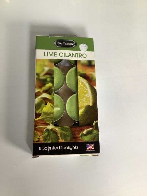 Photo 1 of USA TEALIGHT LIME CILANTRO 8 SCENTED TEALIGHTS NEW 
