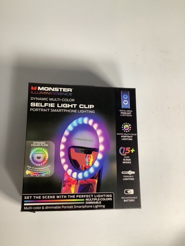 Photo 1 of MONSTER ILLUMIN ESSENCE DYNAMIC MULTI COLOR SELFIE LIGHT CLIP PORTRAIT SMARTPHONE NEW