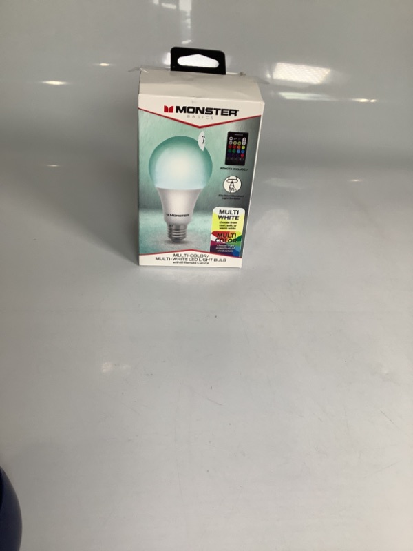 Photo 1 of MONSTER BASICS MULTI COLOR MULTI WHITE LED LIGHT BULB WITH IR REMOTE CONTROL NEW