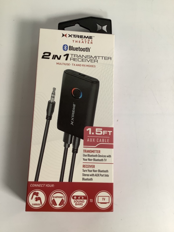 Photo 1 of BLUETOOTH 2 IN 1 TRANSMITTER RECIEVER MULTIUSE- TC AND RX MODES 1.5 FT NEW