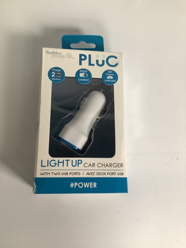 Photo 1 of PLUG LIGHT UP CAR CHARGER WITH TWO USB PORTS AVEC DEUX PORT USB COLOR WHITE AND BLACK NEW