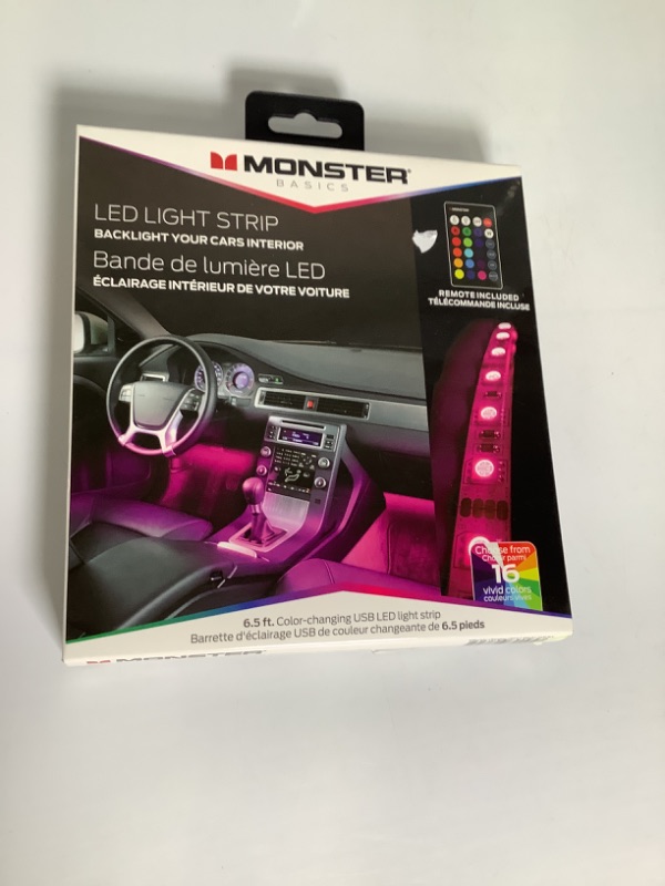 Photo 1 of MONSTER BASICS LED LIGHT STRIP BACKLIGHT YOUR CARS INTERIOR REMOTE INCLUDED 15 COLORS NEW