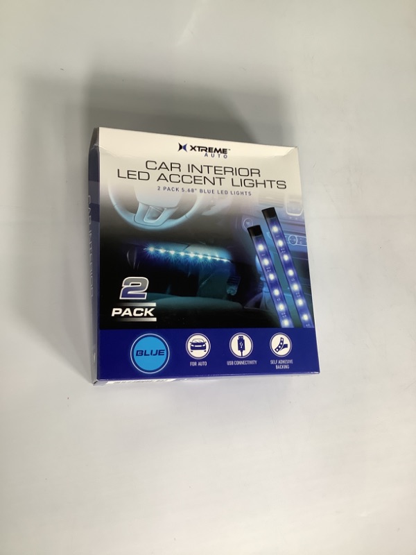 Photo 1 of CAR INTERIOR LED ACCENT LIGHTS 2 PIECE 5.68 BLUE LED LIGHTS COLOR BLUE NEW