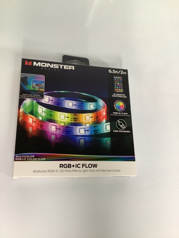 Photo 1 of MONSTER BASICS RGB PLUS IC FLOW MULTICOLOR EFFECTS LIGHT STRIP WITH REMOTE CONTROL IR REMOTE CONTROLLED NEW