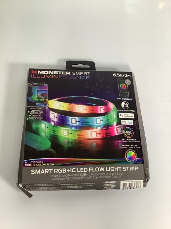 Photo 1 of MONSTER SMART ILLUMIN ESSENCE SMART RGB PLUS IC LED FLOW LIGHT STRIP SMART SOUND REACTIVE MULTICOLOR LED LIGHT STRIP NEW