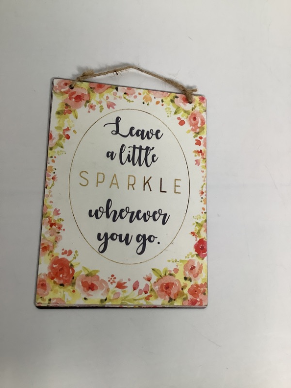 Photo 1 of " LEAVE A LITTLE SPARKLE  WHEREVER YOU GO" 4 X 6 INCH INSPIRATIONAL METAL PLAQUE NEW 