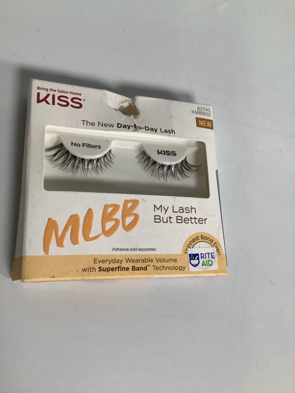 Photo 2 of KISS MLBB My Lash But Better Everyday Wearable Volume False Eyelashes with Superfine Band Technology, Easy To Apply, Reusable, Cruelty-Free, Contact Lens Friendly, Style No Filters, 1 Pair No Filters 1 Pair (Pack of 1) NEW