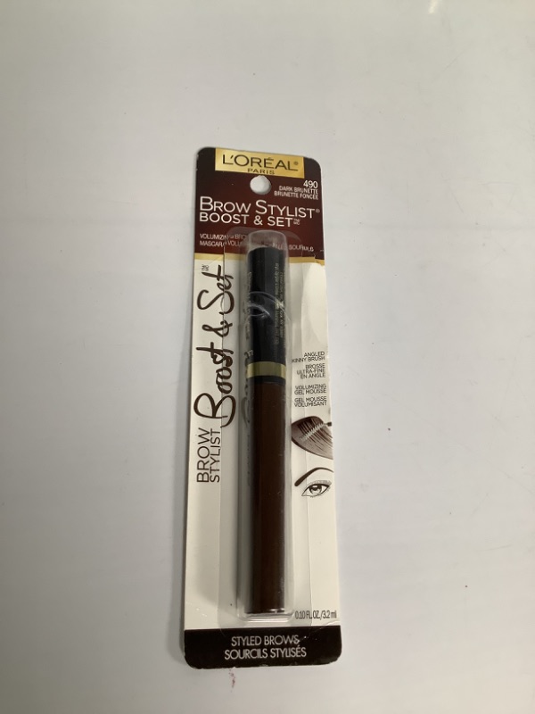 Photo 2 of L'Oréal Paris Cosmetics Brow Stylist Boost and Set Brow Mascara, Dark Brunette, 0.1 Fluid Ounce new