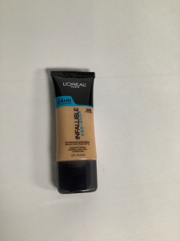 Photo 2 of L'Oréal Paris Makeup Infallible Up to 24HR Pro-Glow Foundation, 205 Natural Beige, 1 fl; oz. 205 Natural Beige 1 Fl Oz (Pack of 1) NEW