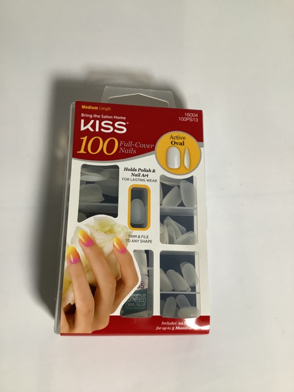 Photo 2 of KISS100 Full Cover Nails Kit, Medium, 100 Nails (Pack of 2) Active Oval 1 Count (Pack of 2) NEW