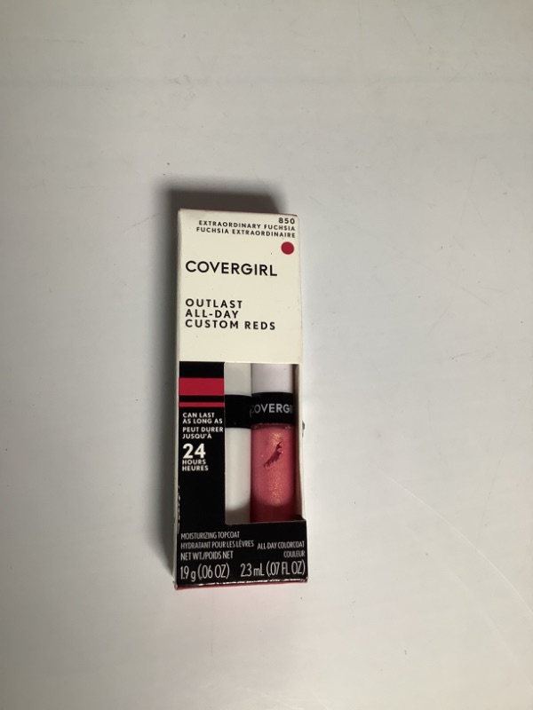 Photo 2 of COVERGIRL Outlast All-Day Lip Color Custom Reds, 850 Extraordinary Fuchsia 2 Piece Set new