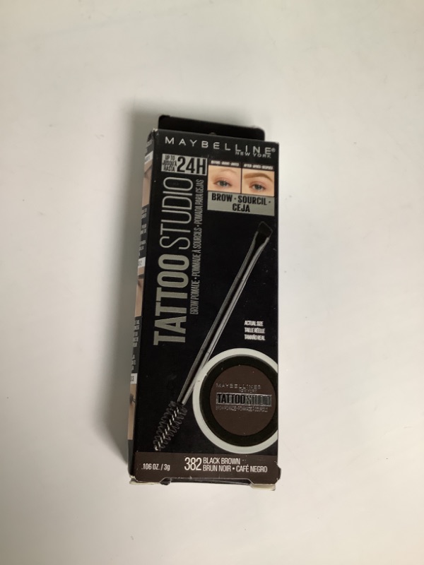 Photo 2 of Maybelline Tattoo Studio Brow Pomade Long Lasting, Buildable, Eyebrow Makeup, Black Brown, 1 Count Black Brown 0.106 Fl Oz (Pack of 1) new