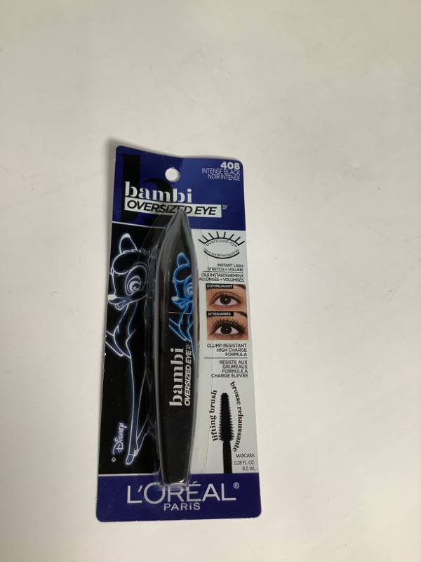 Photo 2 of L'Oréal Paris Bambi Oversized Eye Washable Mascara, Instant Lash Stretch and Volume, Lifts, Curls and Extends Lash Length, Clump Resistant, Washable, Intense Black, 0.2800 fl. oz new 