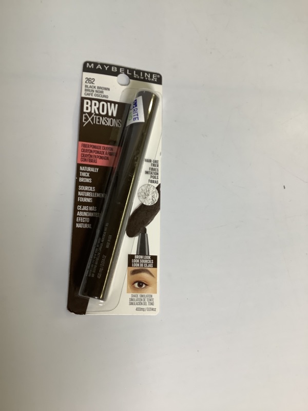 Photo 2 of  Maybelline New York Brow Extensions Fiber Pomade Crayon Eyebrow Makeup, Black Brown # 262 NEW