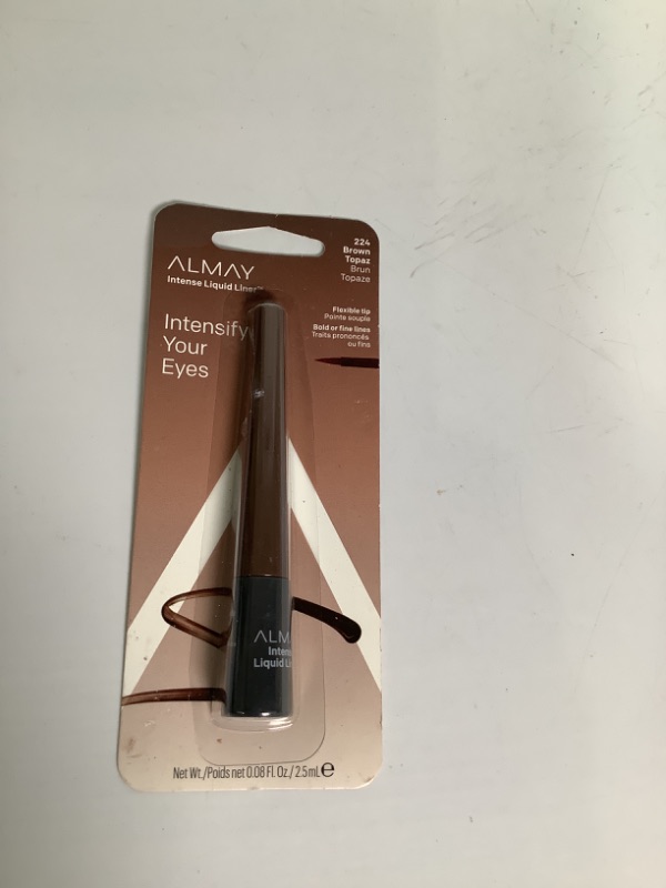 Photo 2 of Liquid Eyeliner by Almay, Waterproof, Fade-Proof Eye Makeup, Easy-to-Apply Liner Brush, 224 Brown Topaz, 0.08 Oz NEW