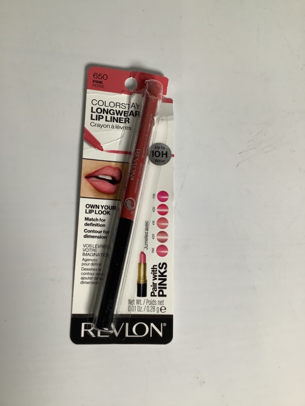 Photo 2 of Lip Liner by Revlon, Color stay Face Makeup with Built-in-Sharpener, Longwear Rich Lip Colors, Smooth Application, 650 Pink 1 Pair NEW 